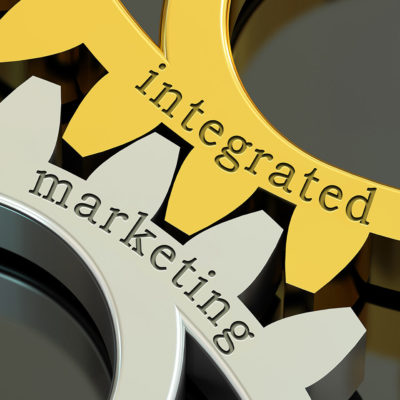 Image: gears that say integrated marketing